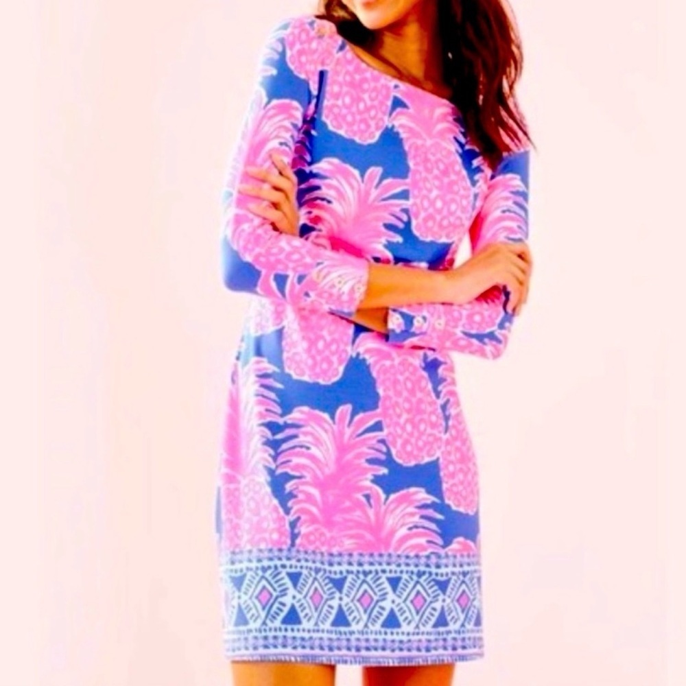 Lilly Pulitzer UPF 50+ Sophie Dress in Blue haven little flamenco size large NWT